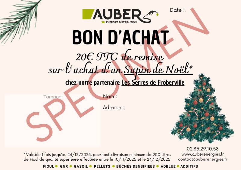 Bon d'achat pour acheter un sapin de Noël