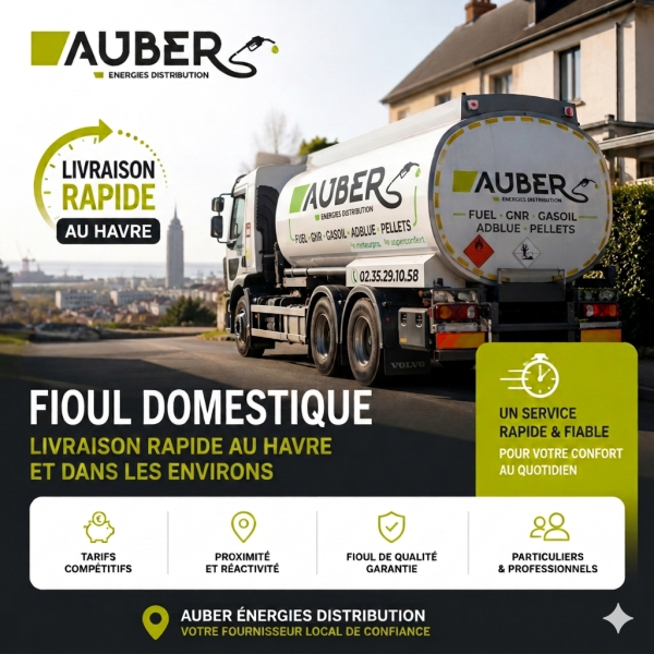 Livraison rapide de fioul domestique au Havre avec Auber Énergies Distribution